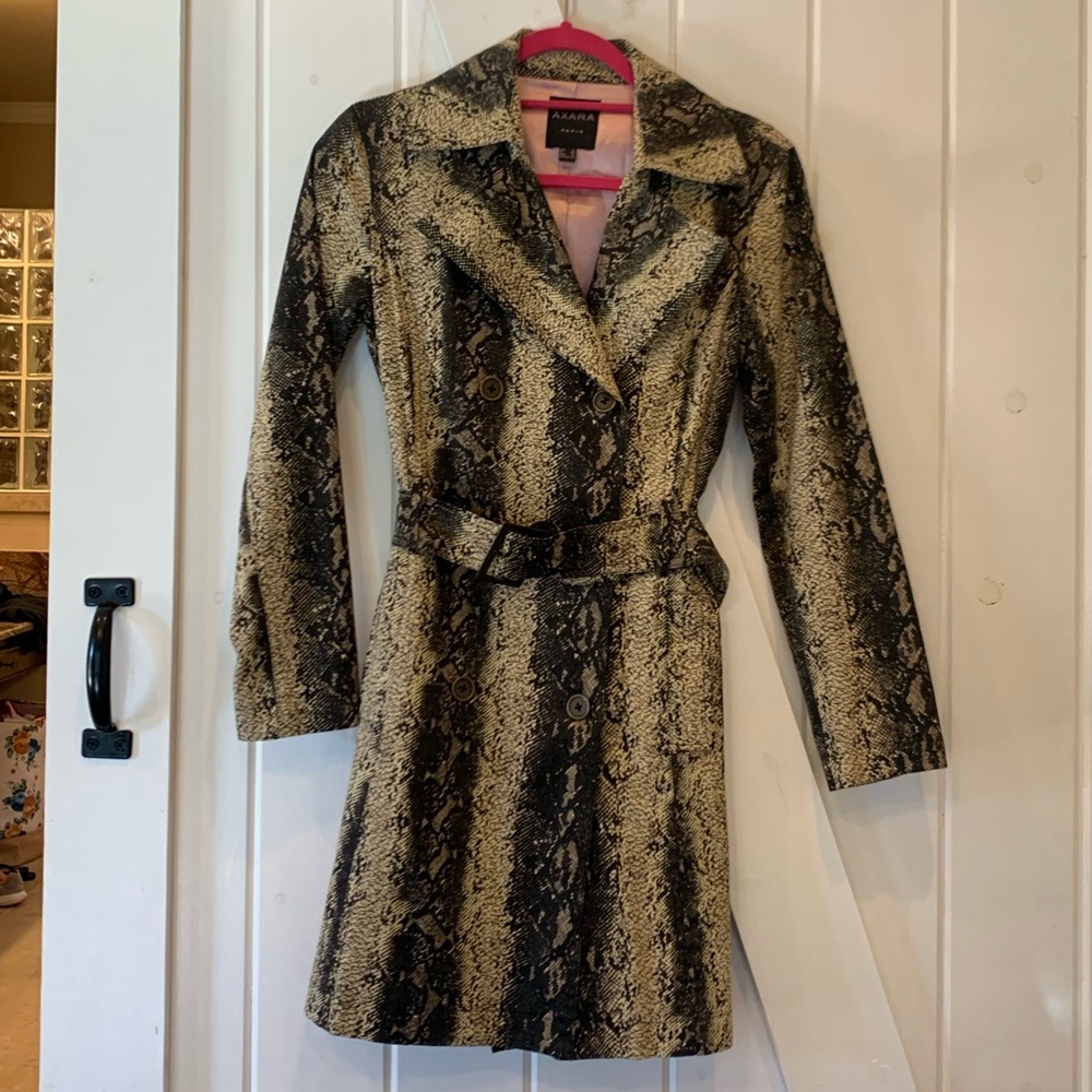 Snake print trench coat